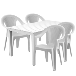 Sitzgarnitur Bistrogarnitur 5-teilig Wei� Holzoptik