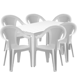 Sitzgarnitur Bistrogarnitur 7-teilig Wei� Holzoptik