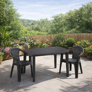 3tlg Gartengarnitur Camping Outdoorm�bel 100x70cm Kunststoff Anthrazit