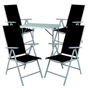 5-teiliges Campingm�bel Set Aluminium Textilen schwarz