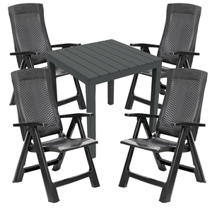 Sitzgarnitur Bistrogarnitur 5-teilig Anthrazit 