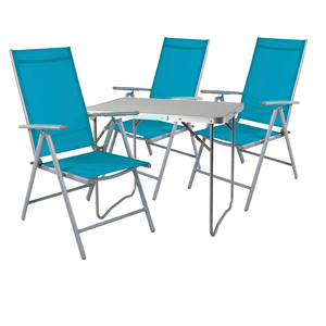 4-teiliges Campingm�bel Set Aluminium Textilen Petrol