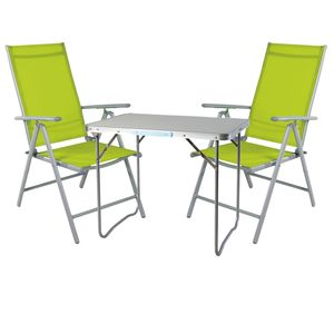3-teiliges Campingm�bel Set Aluminium Textilen Lime