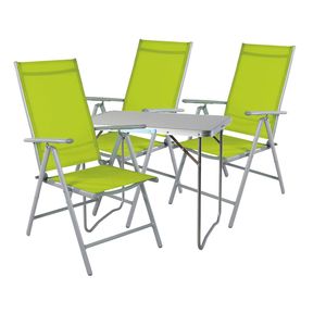 4-teiliges Campingm�bel Set Aluminium Textilen Lime