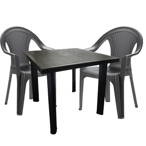 Bistro Sitzgarnitur Bistrogarnitur 3-teilig Anthrazit