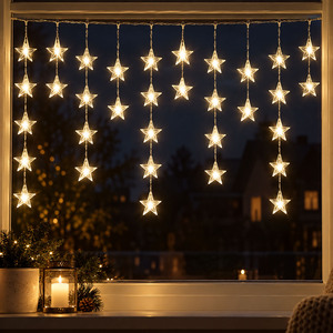 40er LED Sternenvorhang Lichterkette Weihnachtsbeleuchtung IP44 warmwei�