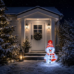 Acryl Schneemann 80 LEDs kaltwei� Au�enbeleuchtung Weihnachten