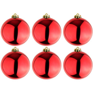 6 Stck XL Weihnachtsbaumkugeln Christbaumkugeln Rot  15cm