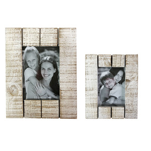 2 St�ck Holzbilderrahmen / Fotorahmen Shabby Look Wei� 10x15 + 13x18