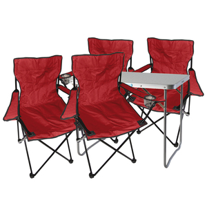 5-teiliges Campingm�bel Set rot Tisch+ campingst�hle mit Tasche
