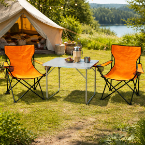 3-teiliges Campingm�bel Set orange Tisch+Campingst�hle mit Tasche 
