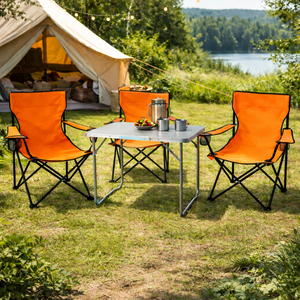 4-teiliges Campingm�bel Set orange Tisch+Campingst�hle mit Tasche 