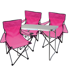4-teiliges Campingm�bel Set pink Tisch+Campingst�hle mit Tasche