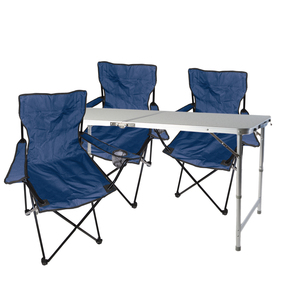 4-teiliges Campingm�bel Set blau Tisch h�henverstellbar+St�hle 