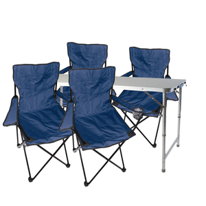 5-teiliges Campingm�bel Set blau Tisch h�henverstellbar+St�hle 