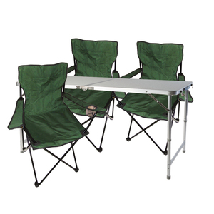 4-teiliges Campingm�bel Set gr�n Tisch h�henverstellbar + St�hle