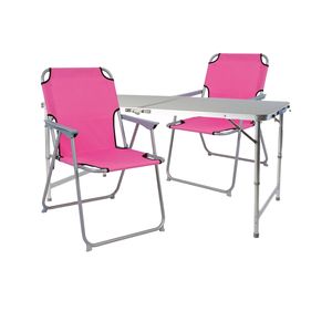 3-teiliges Campingm�bel Set Alu 120x60x58/70cm Pink