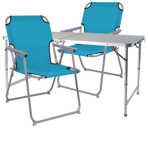 3-teiliges Campingm�bel Set Alu 120x60x58/70cm Petrol