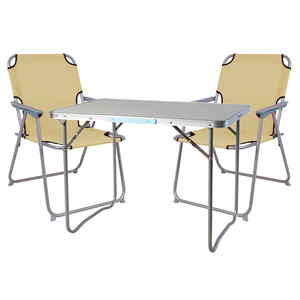 3-teiliges Campingm�bel Set Alu L70xB50xH59cm beige