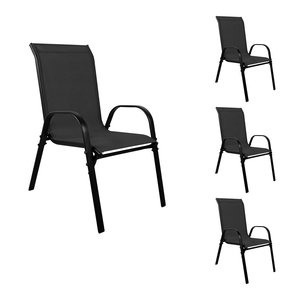 4xOutdoorstuhl Gartenstuhl Stapelstuhl robust Metall Textilen Schwarz 