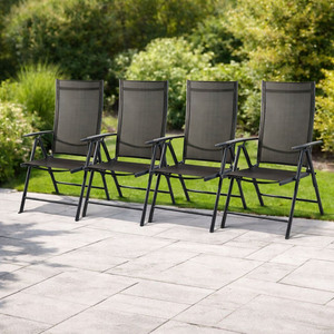 4 Stk. Garten Klappstuhl Aluminium - Textilen Anthrazit / Anthrazit