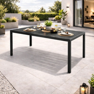 XL Non-Wood Gartentisch Outdoortisch Aluminium Anthrazit / Grau 180x90cm