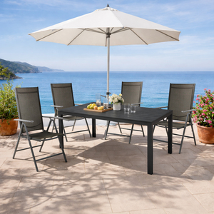 Gartengarnitur Sitzgarnitur 5tlg 180x90cm Aluminium Non-Wood Anthrazit