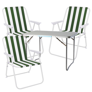 4-teiliges Campingm�bel Set Alu L70xB50xH59cm gr�n-wei�