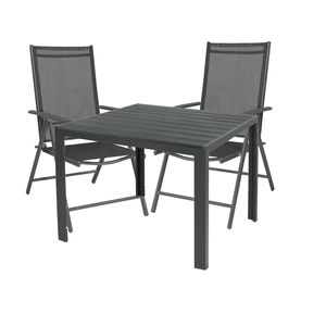 Gartengarnitur Sitzgarnitur 3-teilig 90x90cm Aluminium Anthrazit Grau 