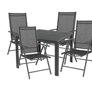 Gartengarnitur Sitzgarnitur 5-teilig 90x90cm Aluminium Anthrazit 