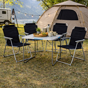 5-teiliges Campingm�bel Set Alu L80xB60xH68cm Schwarz