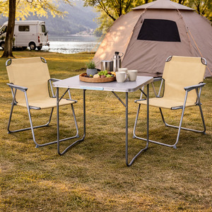 3-teiliges Campingm�bel Set Alu L80xB60xH68cm Beige