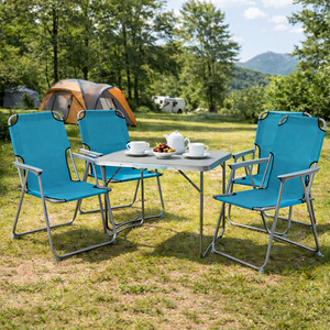 5-teiliges Campingm�bel Set Alu L80xB60xH68cm Petrol