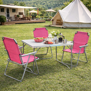 4-teiliges Campingm�bel Set Alu L80xB60xH68cm Pink