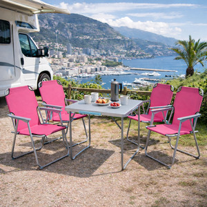 5-teiliges Campingm�bel Set Alu L80xB60xH68cm Pink
