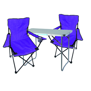 3-teiliges Campingmbel Set Lila XL Tisch+Campingsthle mit Tasche