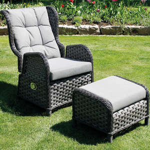 Rattan Comfort Relaxsessel verstellbare Rckenlehne Polster + Futeil