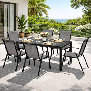 Gartengarnitur Sitzgarnitur 7-teilig 180x90cm Non-Wood Anthrazit