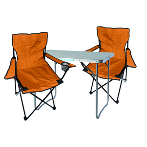 3-teiliges Campingmbel Set orange XL Tisch 80x60x68cm + Campingsthle