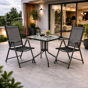 Bistro Sitzgarnitur Bistrogarnitur 3-teilig Anthrazit