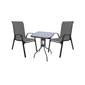 Bistro Sitzgarnitur Bistrogarnitur 3-teilig Anthrazit/Schwarz