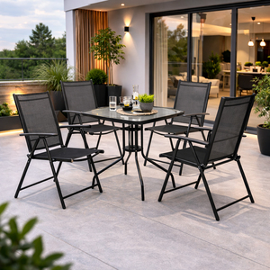 Bistro Sitzgarnitur Bistrogarnitur 5-teilig Anthrazit