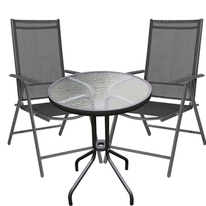Bistro Sitzgarnitur Bistrogarnitur 3-teilig Anthrazit