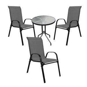 Bistro Sitzgarnitur Bistrogarnitur 4-teilig Anthrazit/Schwarz