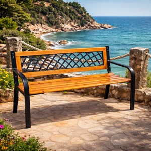 Gartenbank Parkbank Massivholz Metall pulverbeschichtet 120x52x74cm