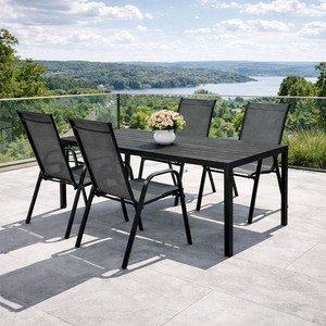 Gartengarnitur Sitzgarnitur 5-tlg.150x90cm Non-Wood Schwarz/Anthrazit