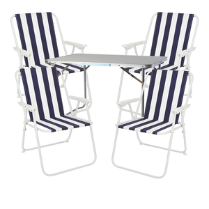 5-teiliges Campingm�bel Set Alu L70xB50xH59cm blau-wei� gestreift