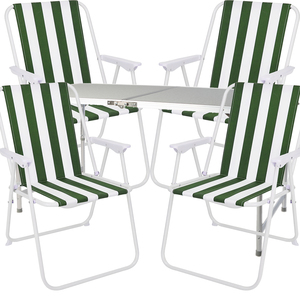 5-teiliges Campingm�bel Set Alu 120x60x58/70cm gr�n-wei�