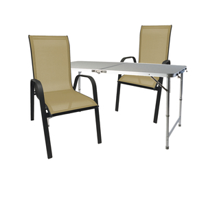 3-teilige Camping Garnitur Alu Klapptisch + 2 Stapelst�hle