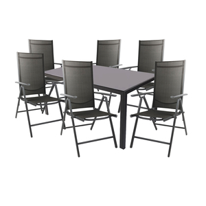 Gartengarnitur Sitzgarnitur 7-teilig 160x90cm Schwarz / Anthrazit 